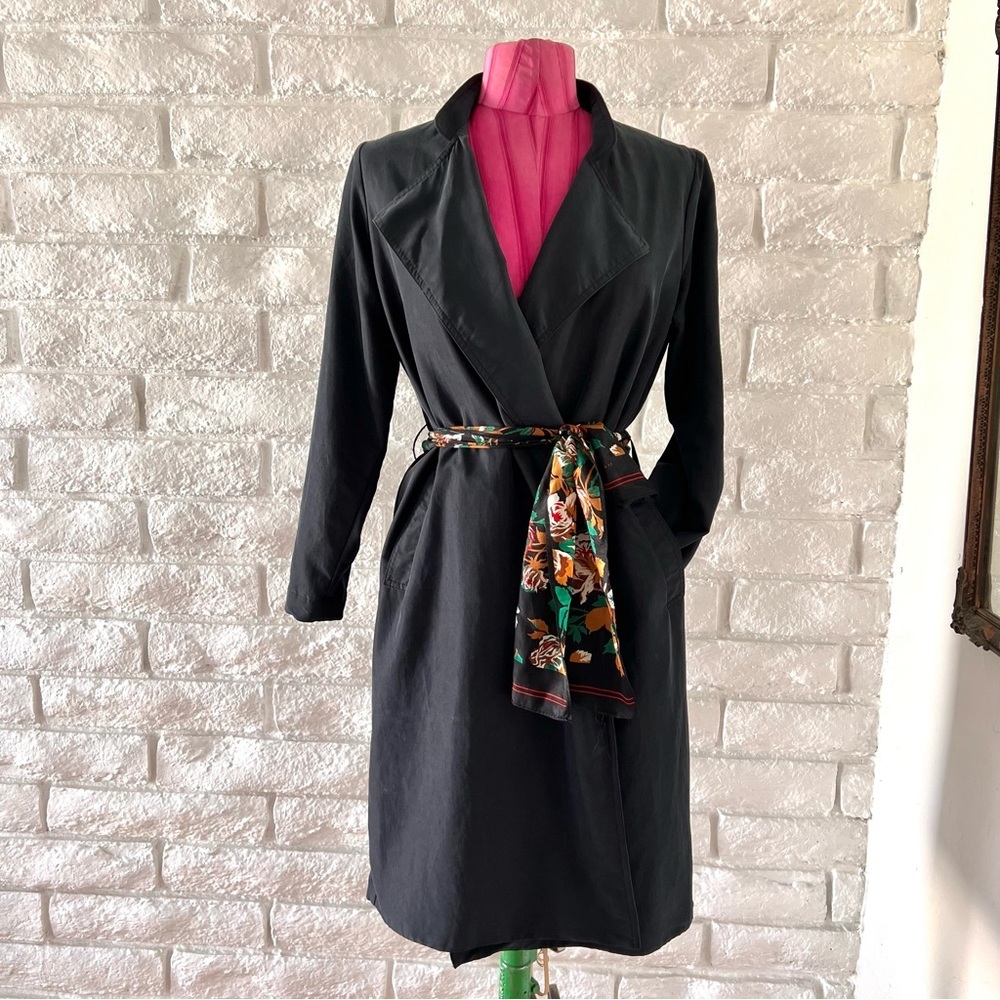 Vintage American Apparel Navy Trench Coat XS/S - Picture 7 of 7